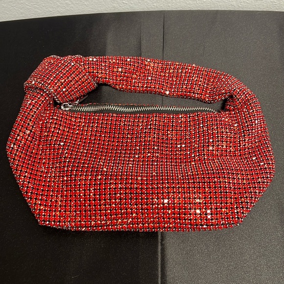 Madison West | Red Rhinestone Embellished Hobo Bag 👠 - Picture 1 of 8